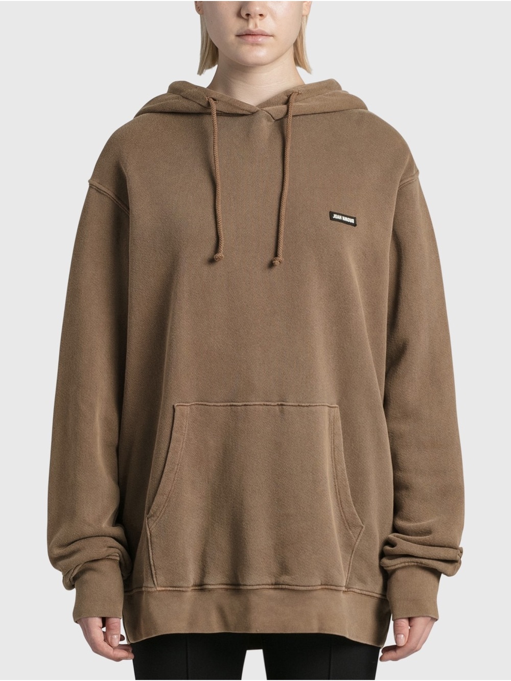 Joah Brown Pullover Hooded Sweatshirt Hoodie OS One Size Logo Patch Relaxed Fit